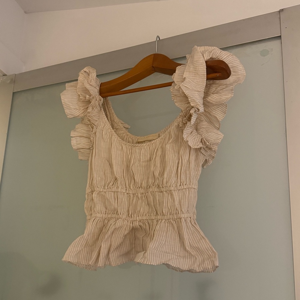 Ulla Johnson Cream Ruffle Blouse